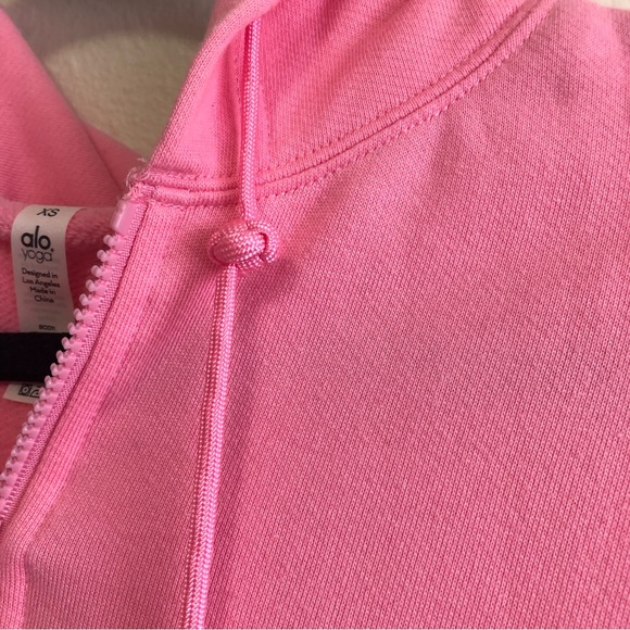 Alo Yoga Stadium Quarter-Zip Hooded Sweatshirt in Parisian Pink - Picture 7 of 12